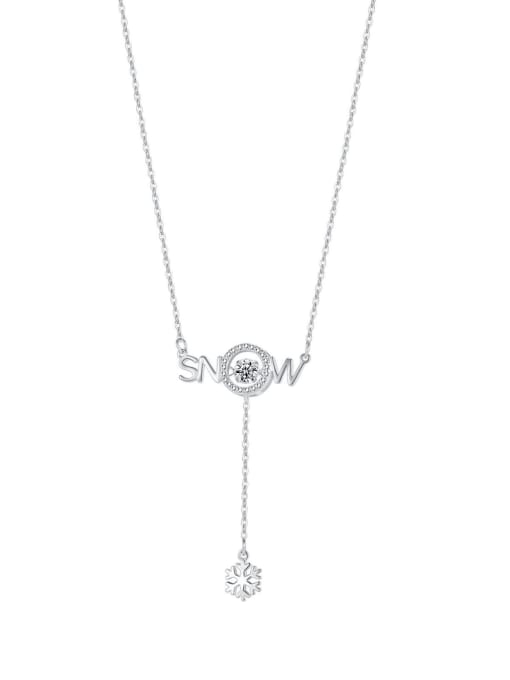 405 [silver] 925 Sterling Silver Cubic Zirconia Tassel Minimalist Lariat Necklace